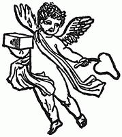 Harpocrate (dieu enfant), reprsent avec un coeur  la main ou avec le fruit de Perse en forme de coeur.