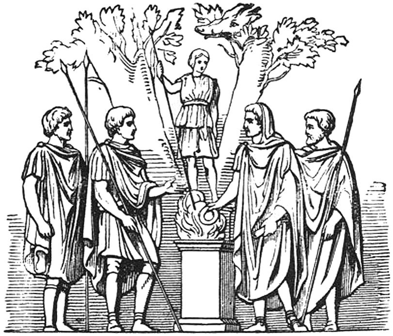 L'empereur Trajan br�lant de l'encens � la d�esse Diane.