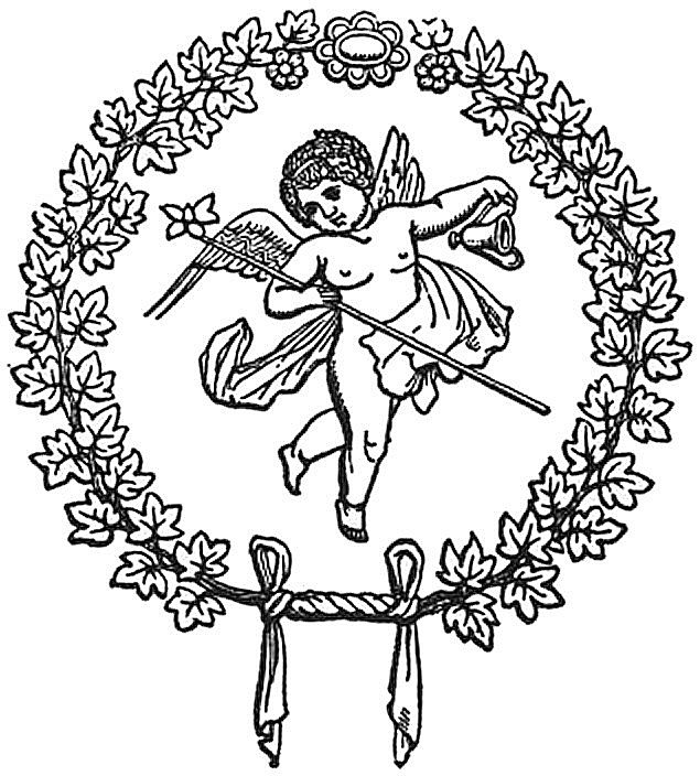 Cupidon avec la coupe de vin et la guirlande de lierre de Bacchus.