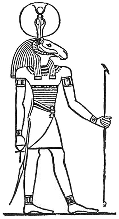 Le dieu Tages en �gypte repr�sent� avec la t�te et les cornes d'un b�lier.