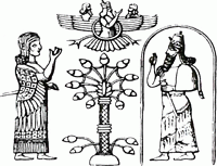 Triple divinit� qu'adoraient les anciens Assyriens.