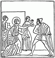 Circ�, la fille du Soleil, la t�te entour�e d'un cercle (aur�ole).