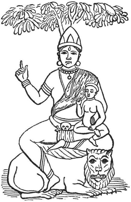 Une m�re d�esse et son fils, de l'Inde.